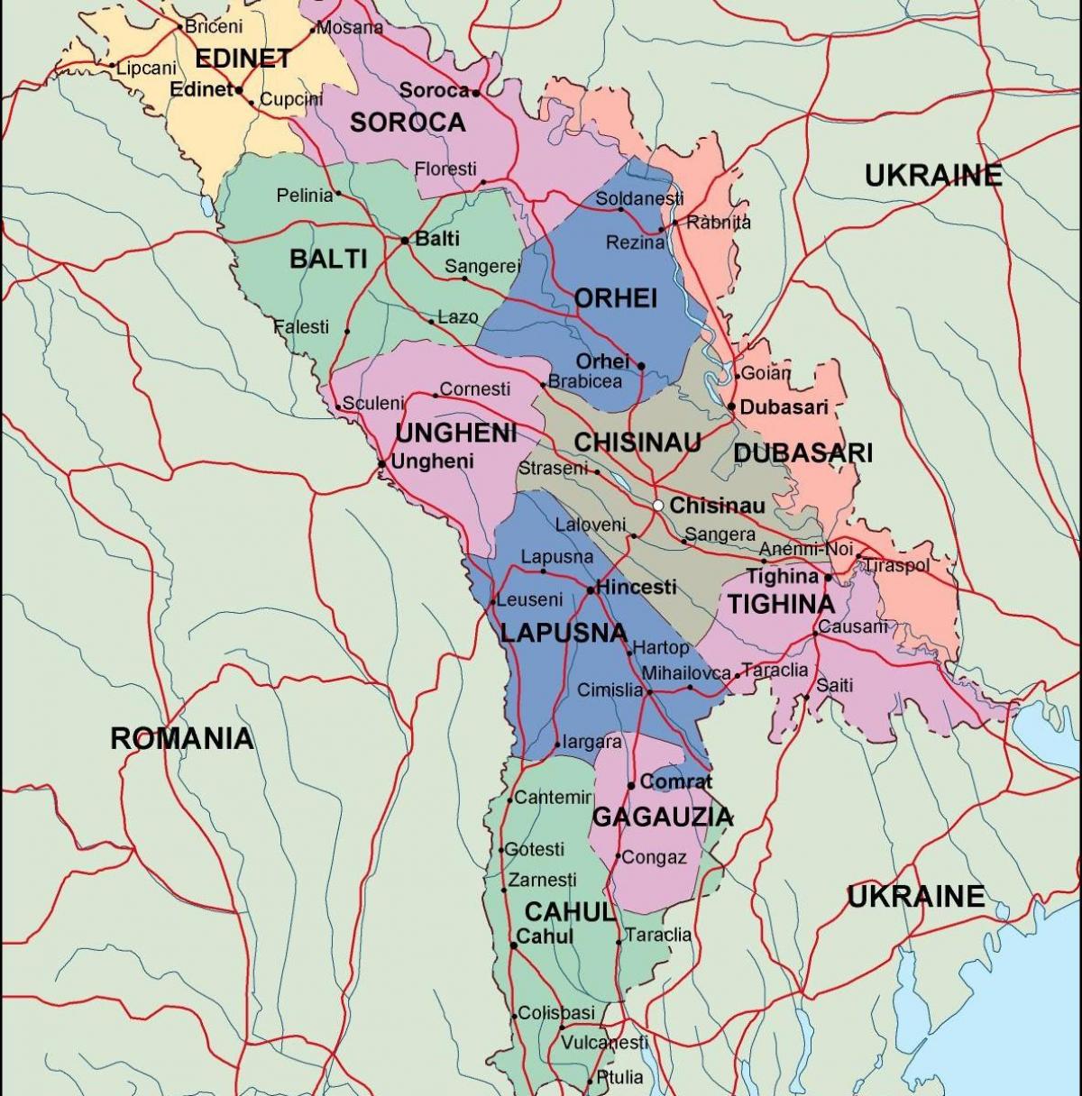 Mappa di Moldova politica